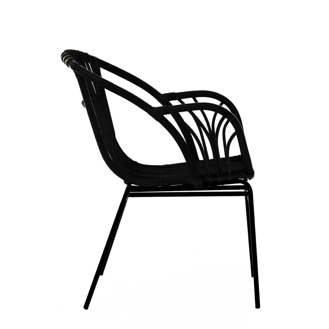 Noosa & Co. Living Lagom Black Natural Rattan Chair With Raised Sides House of Isabella UK