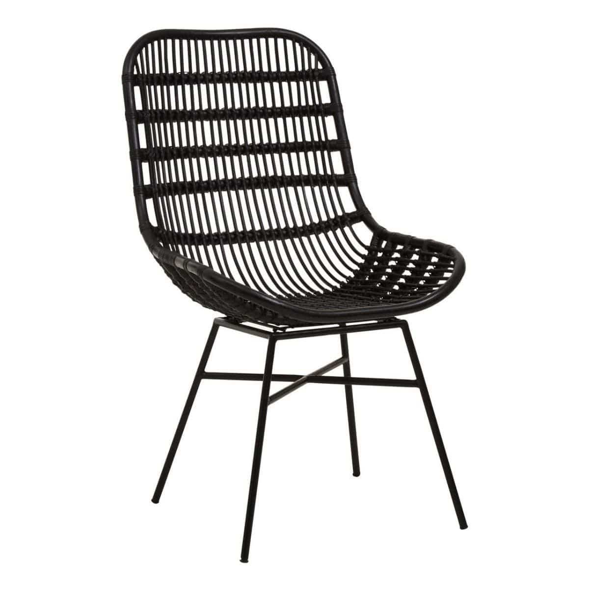 Noosa & Co. Living Lagom Curved Black Natural Rattan Chair House of Isabella UK
