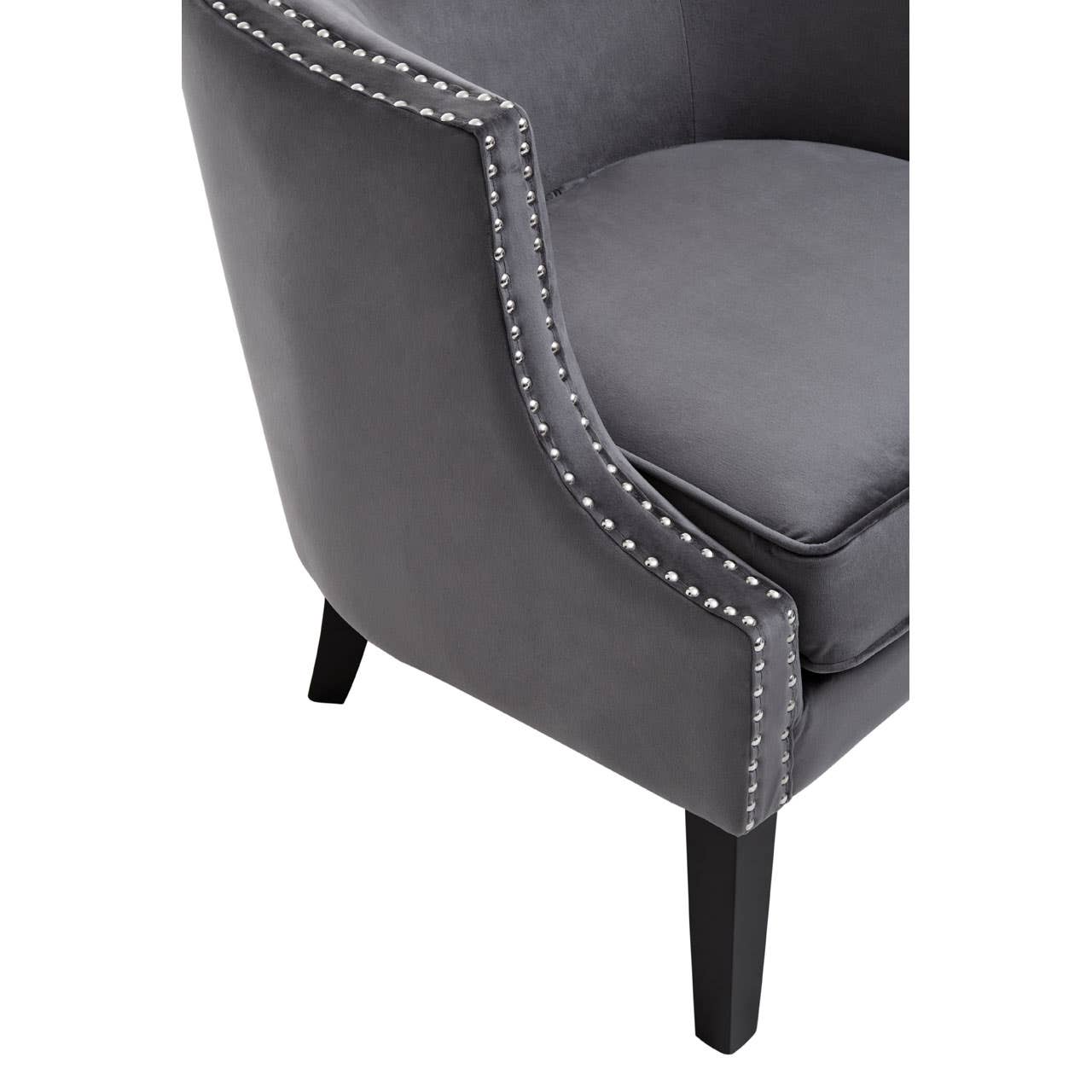 Noosa & Co. Living Larissa Grey Velvet Studded Chair House of Isabella UK