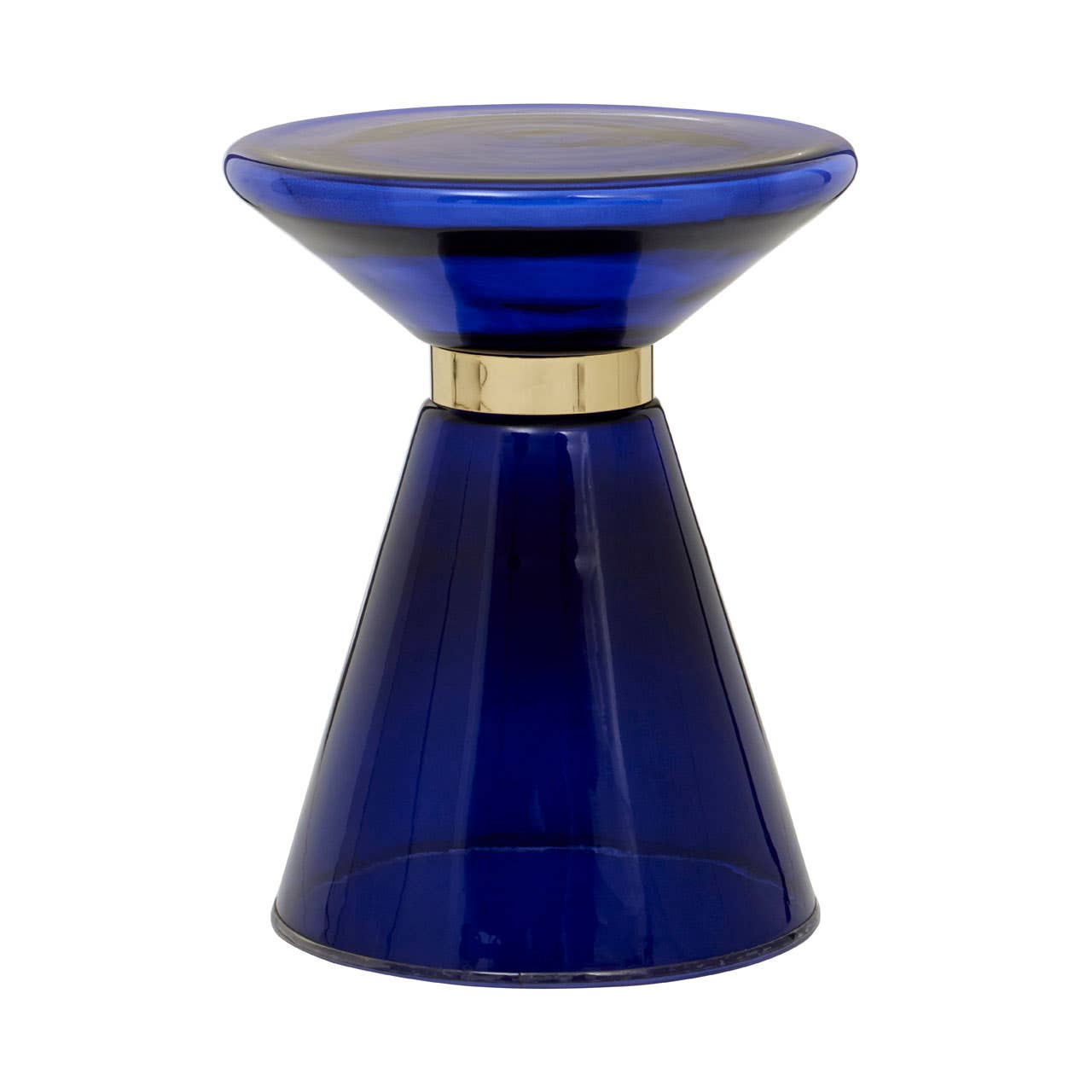 Noosa & Co. Living Martini Blue Glass / Gold Finish Side Table House of Isabella UK