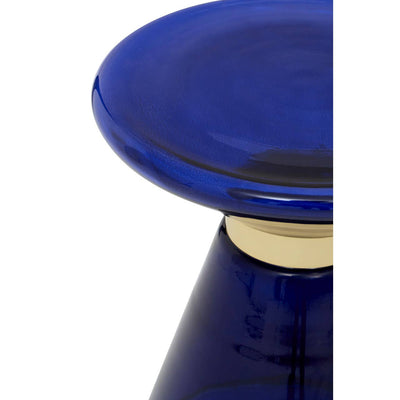Noosa & Co. Living Martini Blue Glass / Gold Finish Side Table House of Isabella UK