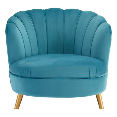 Noosa & Co. Living Orlina Blue Velvet Chair With Gold Wood Legs House of Isabella UK