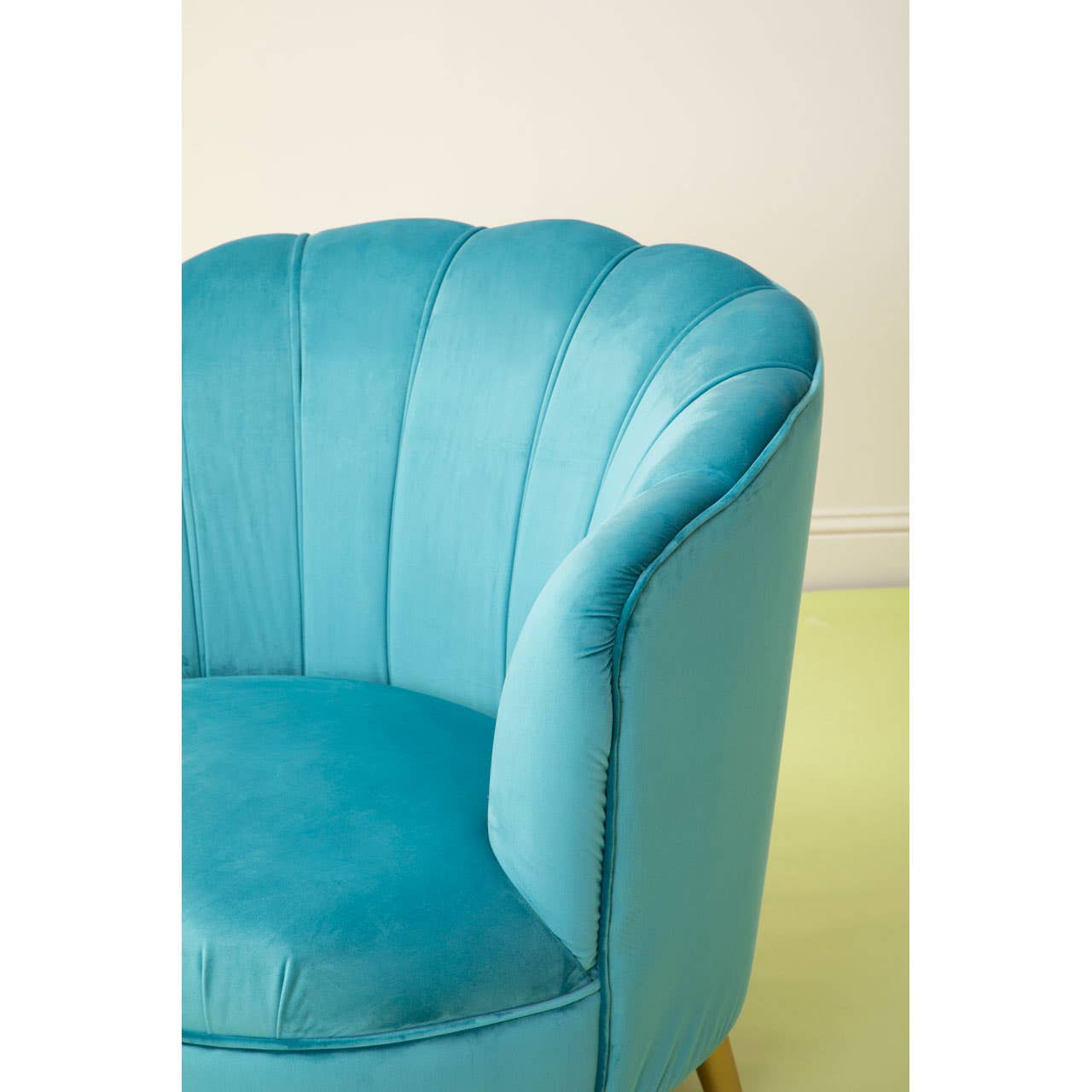 Noosa & Co. Living Orlina Blue Velvet Chair With Gold Wood Legs House of Isabella UK