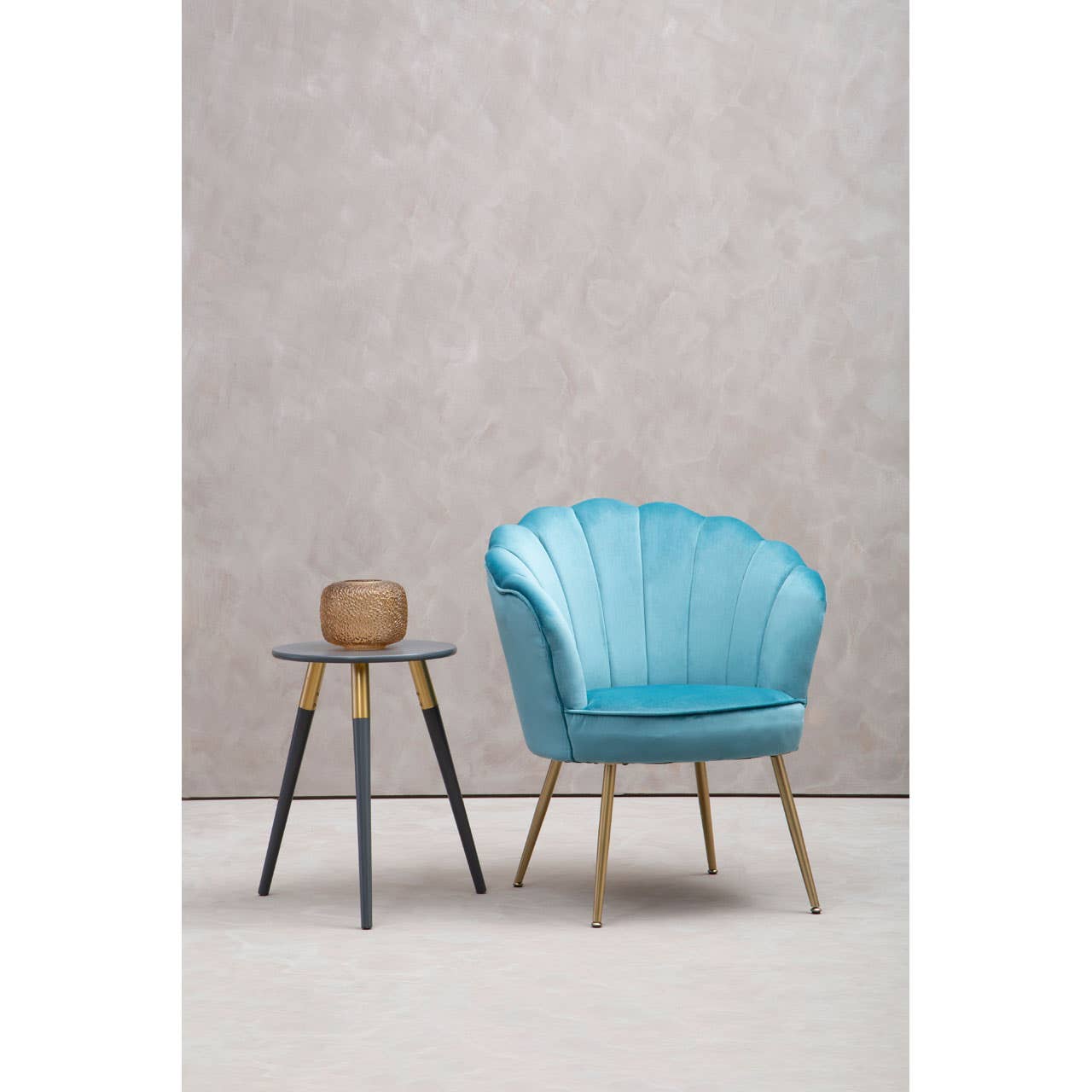 Noosa & Co. Living Ovala Aqua Velvet Scalloped Chair House of Isabella UK