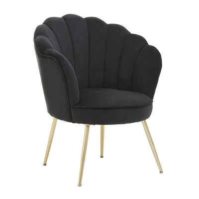 Noosa & Co. Living Ovala Black Velvet Scalloped Chair House of Isabella UK