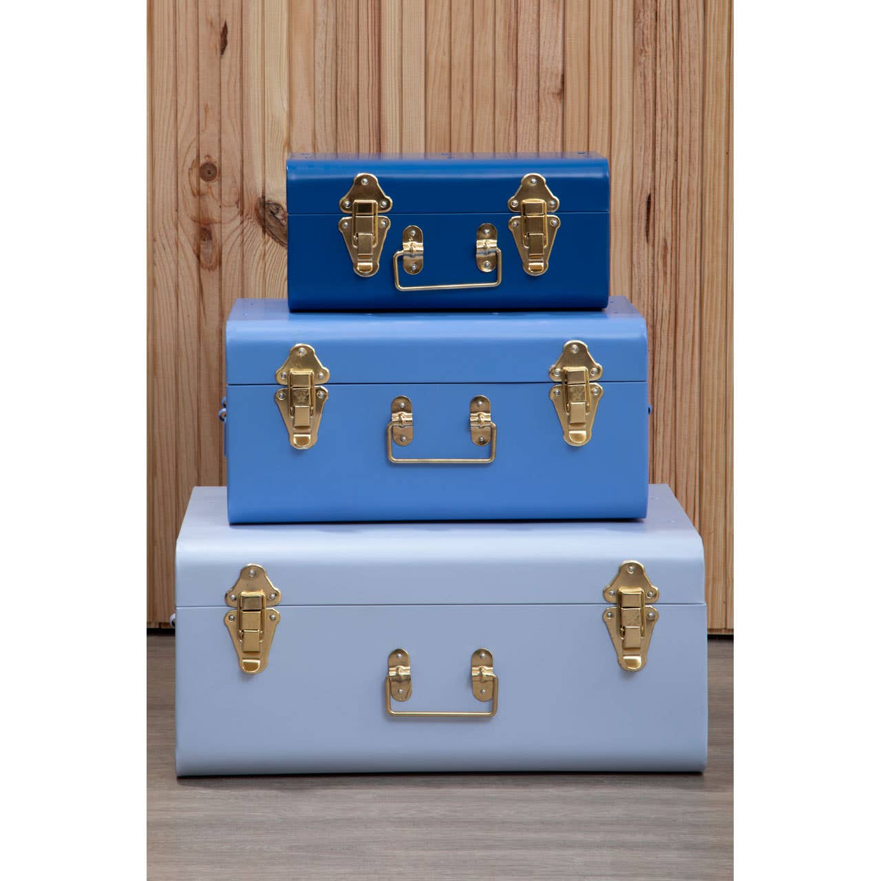 Noosa & Co. Living Parley Set Of Three Assorted Blue Storage Trunks House of Isabella UK