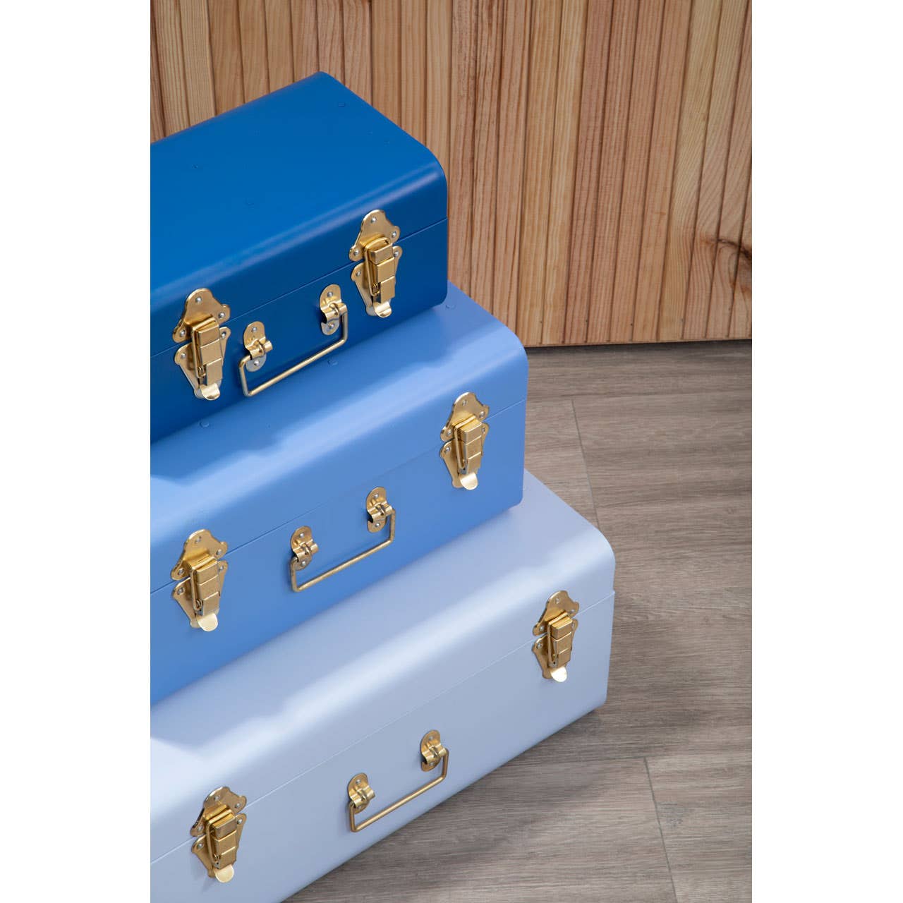 Noosa & Co. Living Parley Set Of Three Assorted Blue Storage Trunks House of Isabella UK