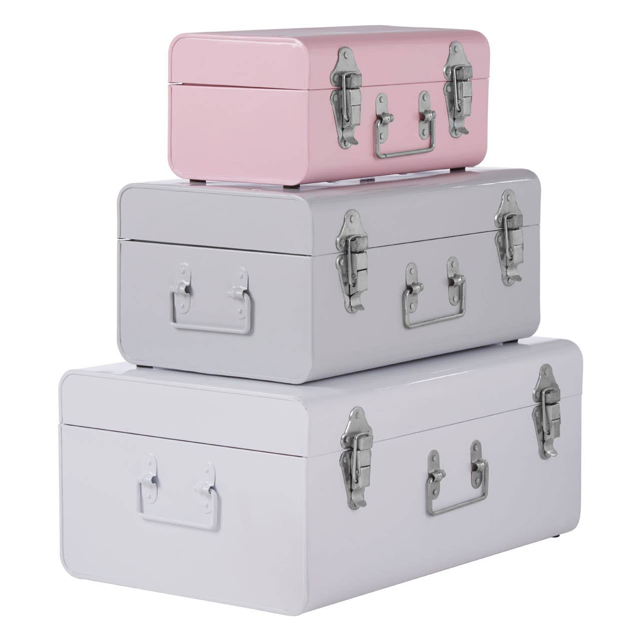 Noosa & Co. Living Parley Set Of Three Assorted Pink And Grey Storage Trunks House of Isabella UK