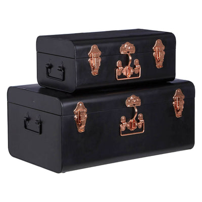 Noosa & Co. Living Parley Set Of Two Black Storage Trunks House of Isabella UK