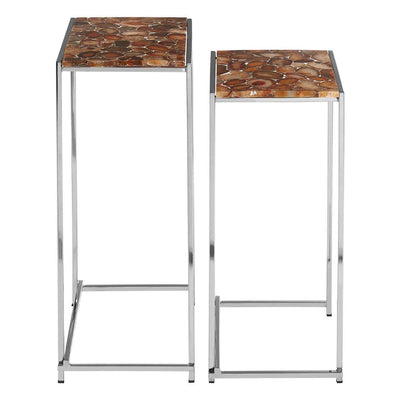 Noosa & Co. Living Relic Nest Side Tables With Agate Stone Top House of Isabella UK