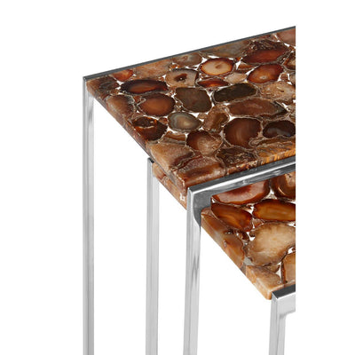 Noosa & Co. Living Relic Nest Side Tables With Agate Stone Top House of Isabella UK