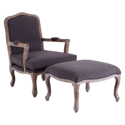 Noosa & Co. Living Rococo Grey Linen Mix Chair & Footstool House of Isabella UK