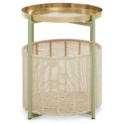 Noosa & Co. Living Sabia Green And Gold Iron And Cotton Two Tier Side Table House of Isabella UK