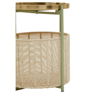 Noosa & Co. Living Sabia Green And Gold Iron And Cotton Two Tier Side Table House of Isabella UK