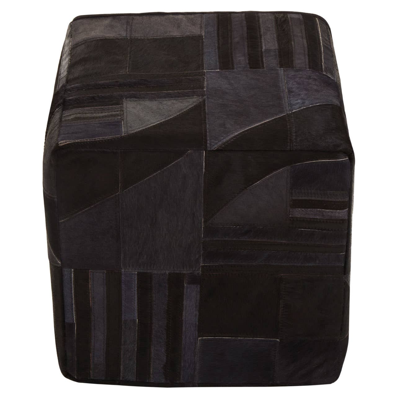 Noosa & Co. Living Safira Black And Grey Leather Pouffe House of Isabella UK