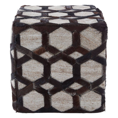 Noosa & Co. Living Safira Genuine Grey Leather Pouffe House of Isabella UK