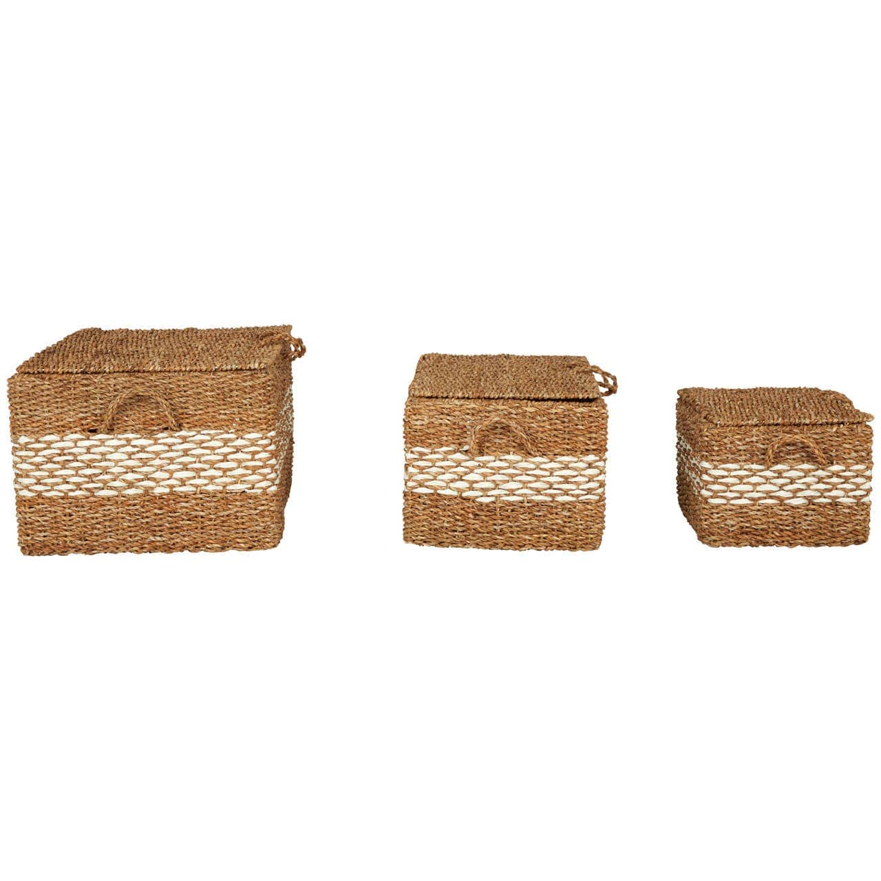 Noosa & Co. Living Set Of 3 Rectangular Seagrass Baskets House of Isabella UK