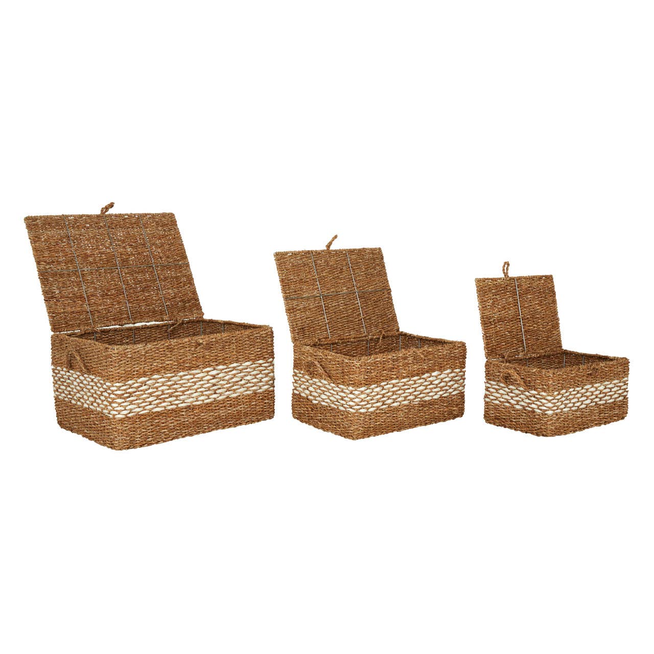 Noosa & Co. Living Set Of 3 Rectangular Seagrass Baskets House of Isabella UK