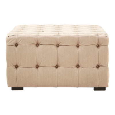 Noosa & Co. Living Stella Beige Linen Button Tufted Footstool House of Isabella UK