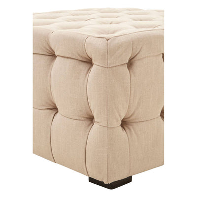Noosa & Co. Living Stella Beige Linen Button Tufted Footstool House of Isabella UK