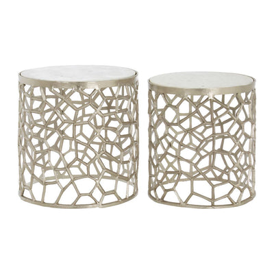 Noosa & Co. Living Templar Nickel / Marble Side Tables House of Isabella UK