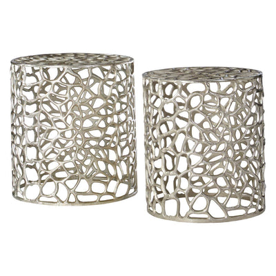 Noosa & Co. Living Templar Stools With Silver Finish - Set Of 2 House of Isabella UK