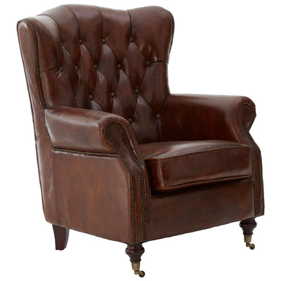 Noosa & Co. Living Victor Brown Leather Scroll Armchair House of Isabella UK