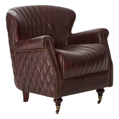 Noosa & Co. Living Victor Coffee Leather Winged Armchair House of Isabella UK