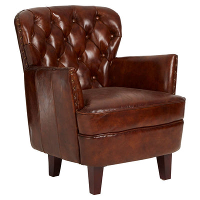 Noosa & Co. Living Victor Mocha Brown Button Back Armchair House of Isabella UK