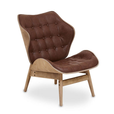 Noosa & Co. Living Vinsi Brown Leather Effect Chair With Button Detail House of Isabella UK