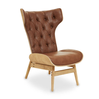 Noosa & Co. Living Vinsi Brown Leather Effect Chair With Winged Back House of Isabella UK