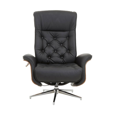 Noosa & Co. Living Warrington Black Leather Effect Recliner And Footstool House of Isabella UK