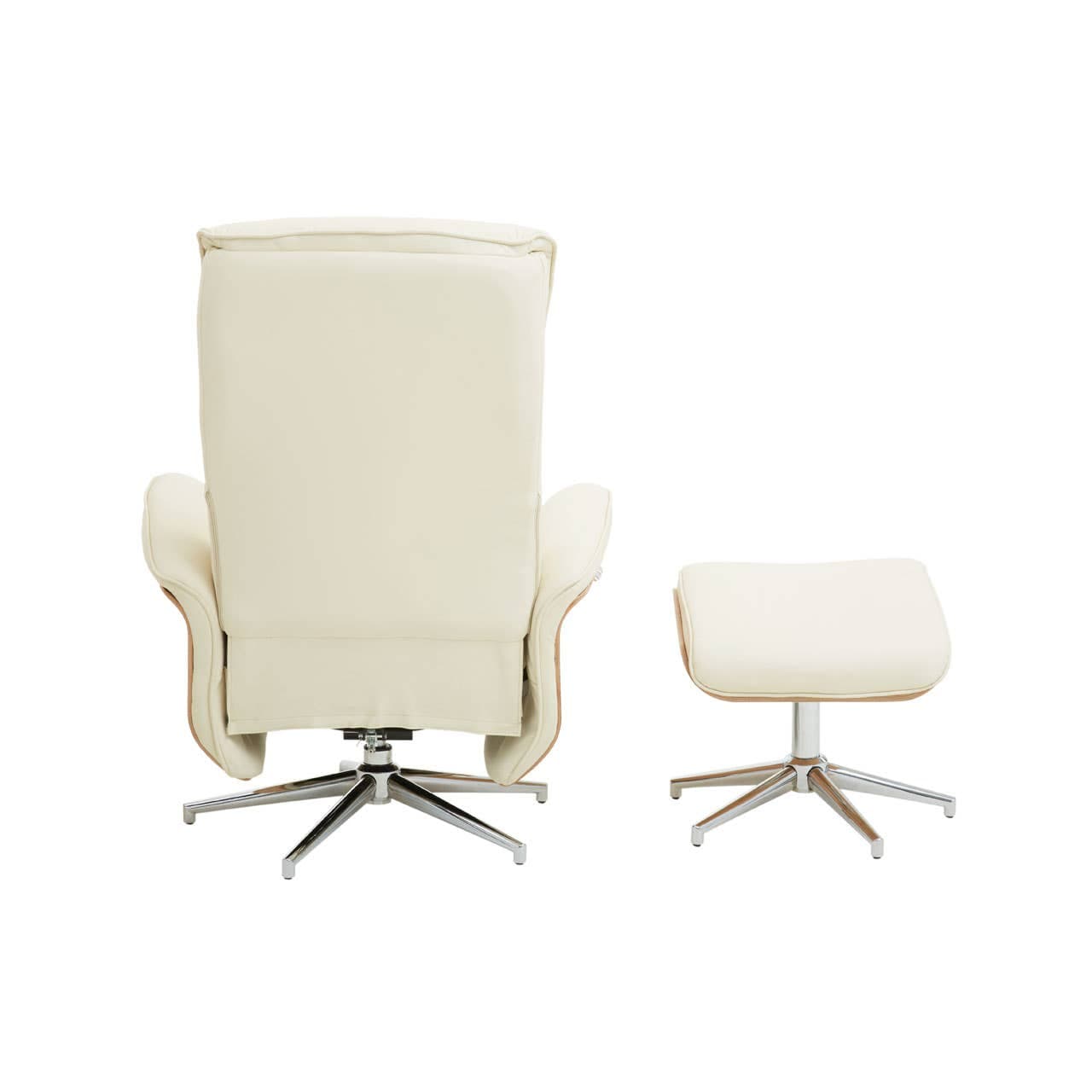 Noosa & Co. Living Warrington Ivory Leather Effect Recliner And Footstool House of Isabella UK