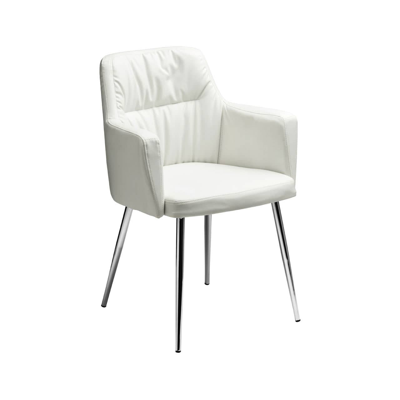 Noosa & Co. Living White Leather Effect Chair With Chrome Legs House of Isabella UK