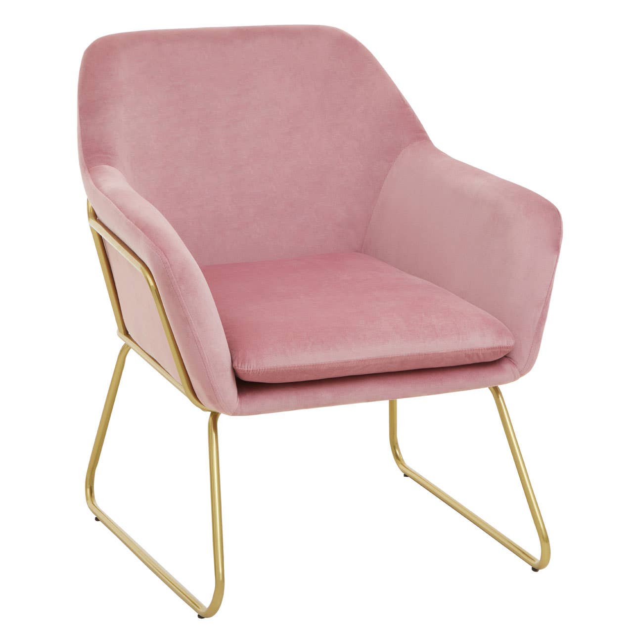 Noosa & Co. Living Xander Pink Velvet Bushed Gold Armchair House of Isabella UK