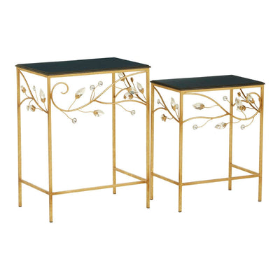 Noosa & Co. Living Yaxi Set Of 2 Tables With Black Wooden Top House of Isabella UK