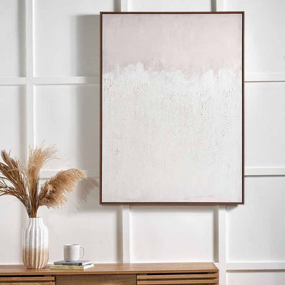 Pacific Lifestyle Accessories Natural and White Abstract Canvas with Natural Frame Large House of Isabella UK