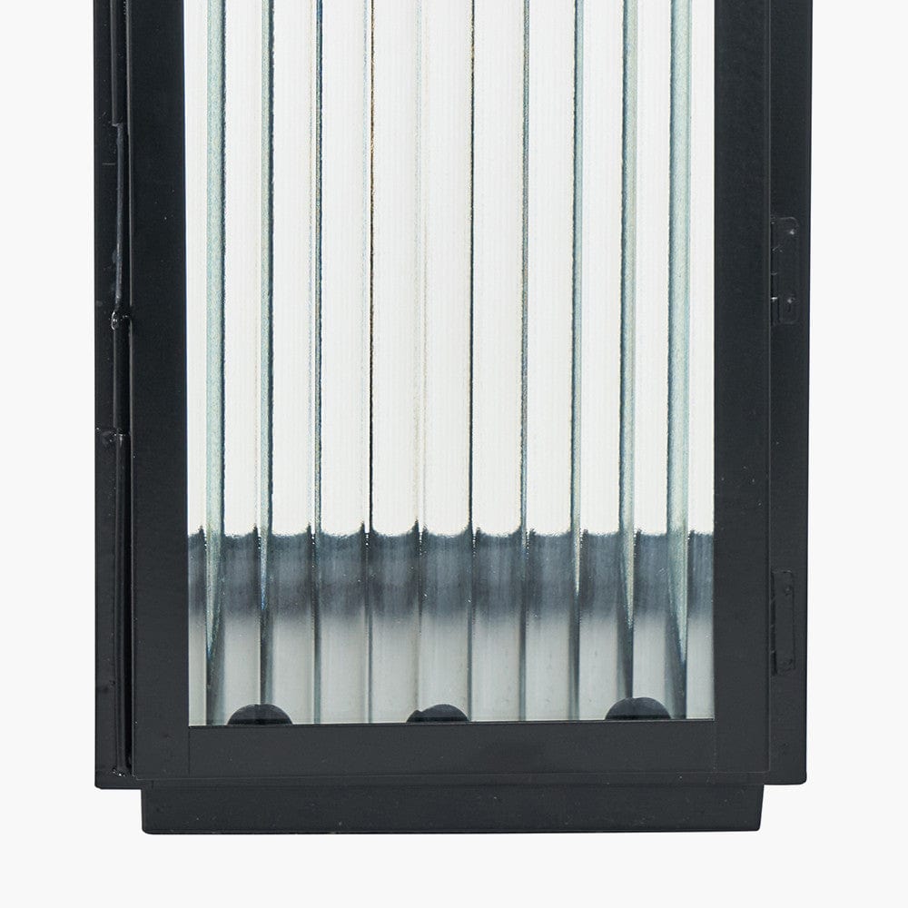 Pacific Lifestyle Accessories S/2 Black Metal and Ribbed Glass Lanterns House of Isabella UK