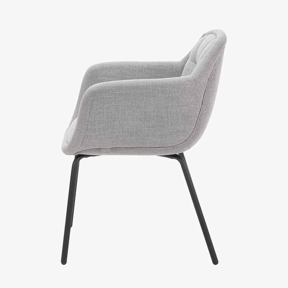 Pacific Lifestyle Dining Alba Grey Linen Mix and Black Metal Carver Dining Chair House of Isabella UK