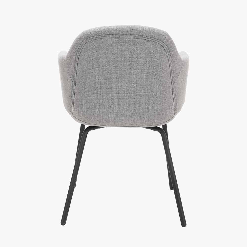 Pacific Lifestyle Dining Alba Grey Linen Mix and Black Metal Carver Dining Chair House of Isabella UK