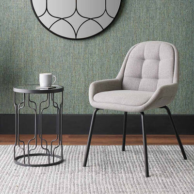 Pacific Lifestyle Dining Alba Grey Linen Mix and Black Metal Dining Chair House of Isabella UK