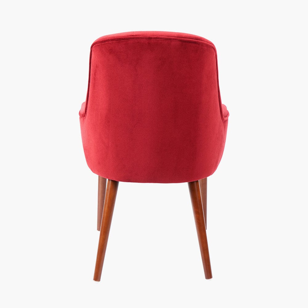 Pacific Lifestyle Dining Antoinette Red Velvet and Dark Pine Wood Carver Dining Chair House of Isabella UK