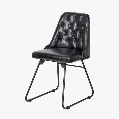 Pacific Lifestyle Dining Camillo Ash Black Leather and Black Metal Diamond Back Dining Chair House of Isabella UK