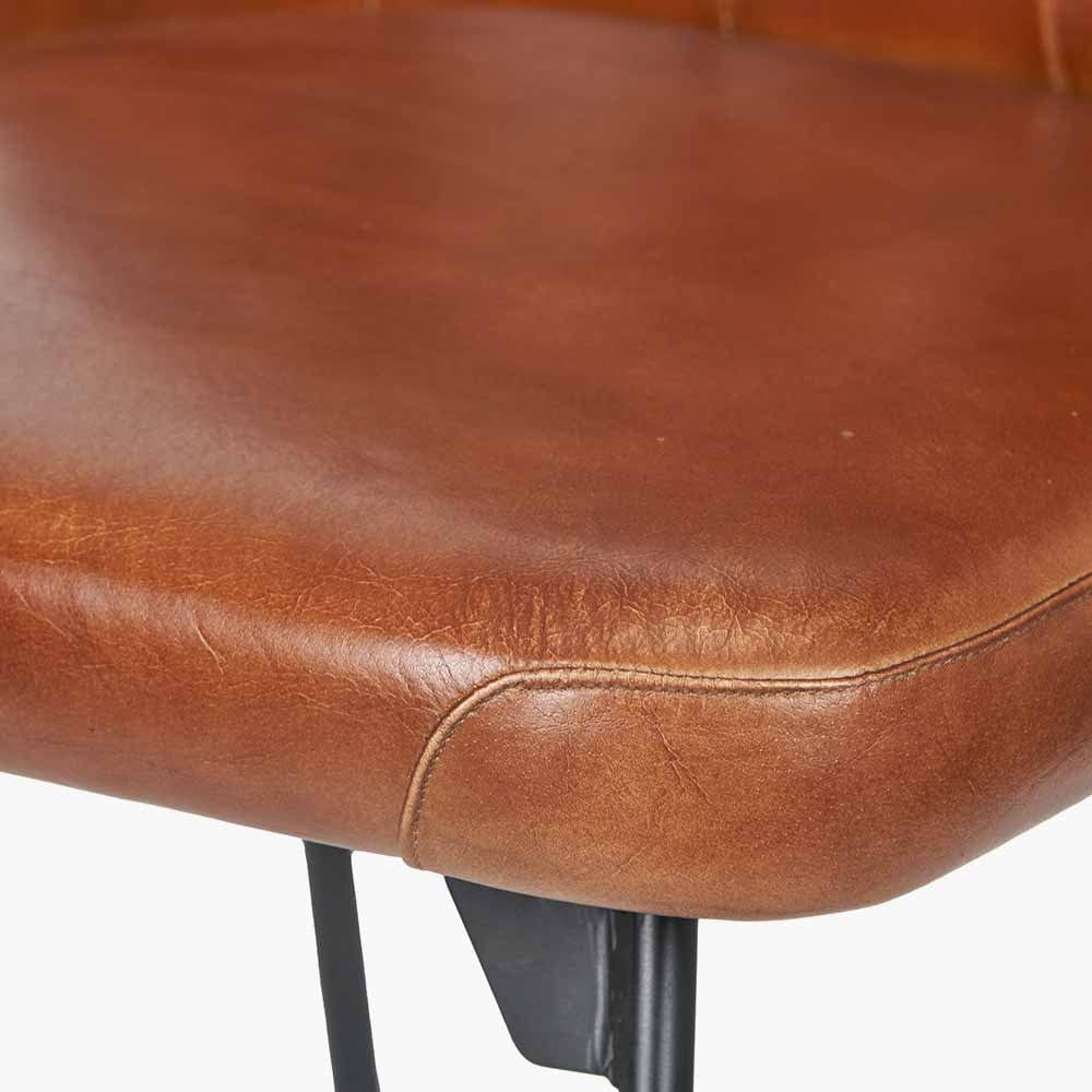 Pacific Lifestyle Dining Camillo Vintage Brown Leather and Black Metal Diamond Back Dining Chair House of Isabella UK