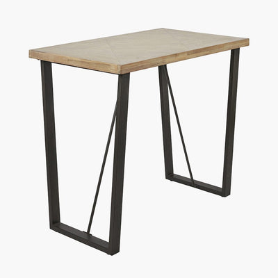 Pacific Lifestyle Dining Marca Sand Wash Acacia Wood and Black Metal Bar Table House of Isabella UK