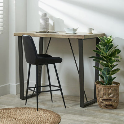 Pacific Lifestyle Dining Marca Sand Wash Acacia Wood and Black Metal Bar Table House of Isabella UK