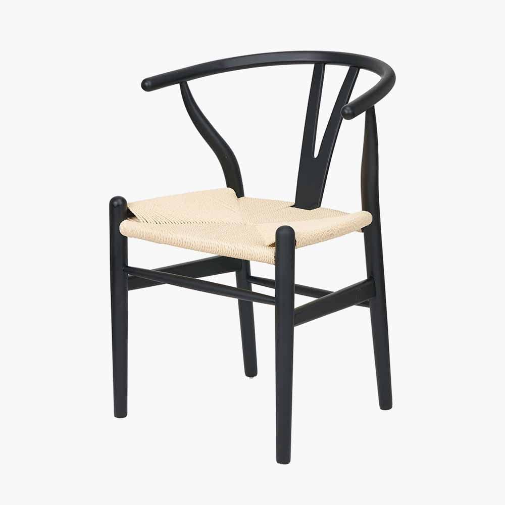 Pacific Lifestyle Dining Quinn Black Beech Wood and Natural Paper Rope Dining Chair House of Isabella UK