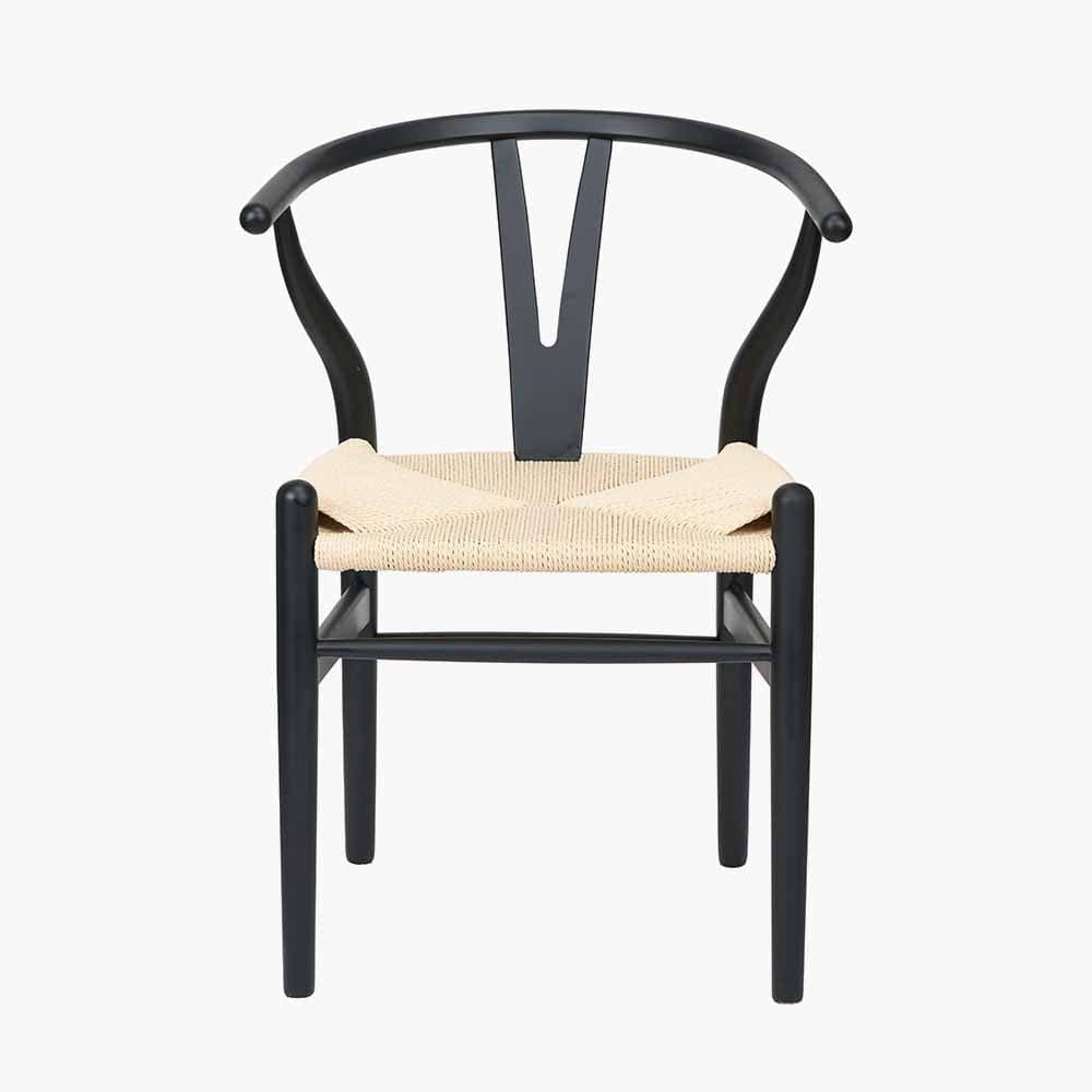 Pacific Lifestyle Dining Quinn Black Beech Wood and Natural Paper Rope Dining Chair House of Isabella UK