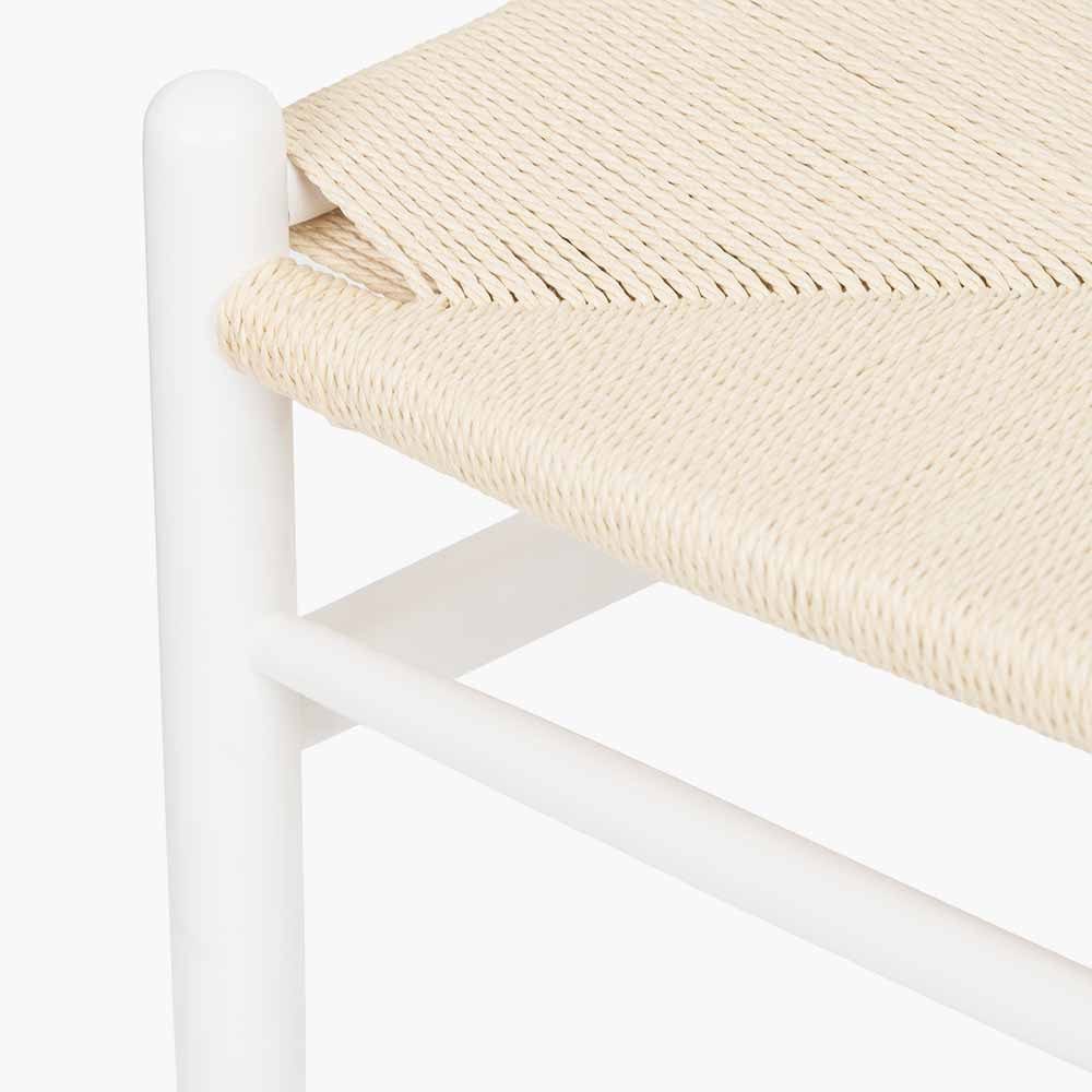 Pacific Lifestyle Dining Quinn White Beech Wood and Natural Paper Rope Dining Chair House of Isabella UK