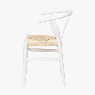 Pacific Lifestyle Dining Quinn White Beech Wood and Natural Paper Rope Dining Chair House of Isabella UK